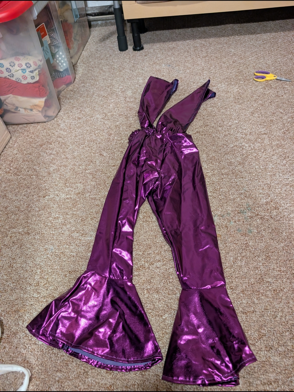 Metallic Purple Flared Jumpsuit Pants
